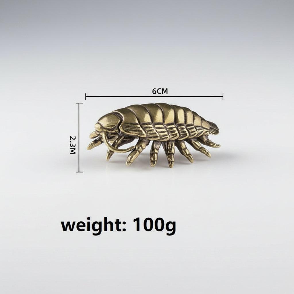 Solid Brass Giant Isopod Figurine | Living Fossil Collectible | Natural History Decor | Cabinet of Curiosities | Miniature Sculpture